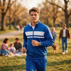 Starter Mens Blue Track Jacket Medium Full Zip Athletic Streetwear Retro Vintage